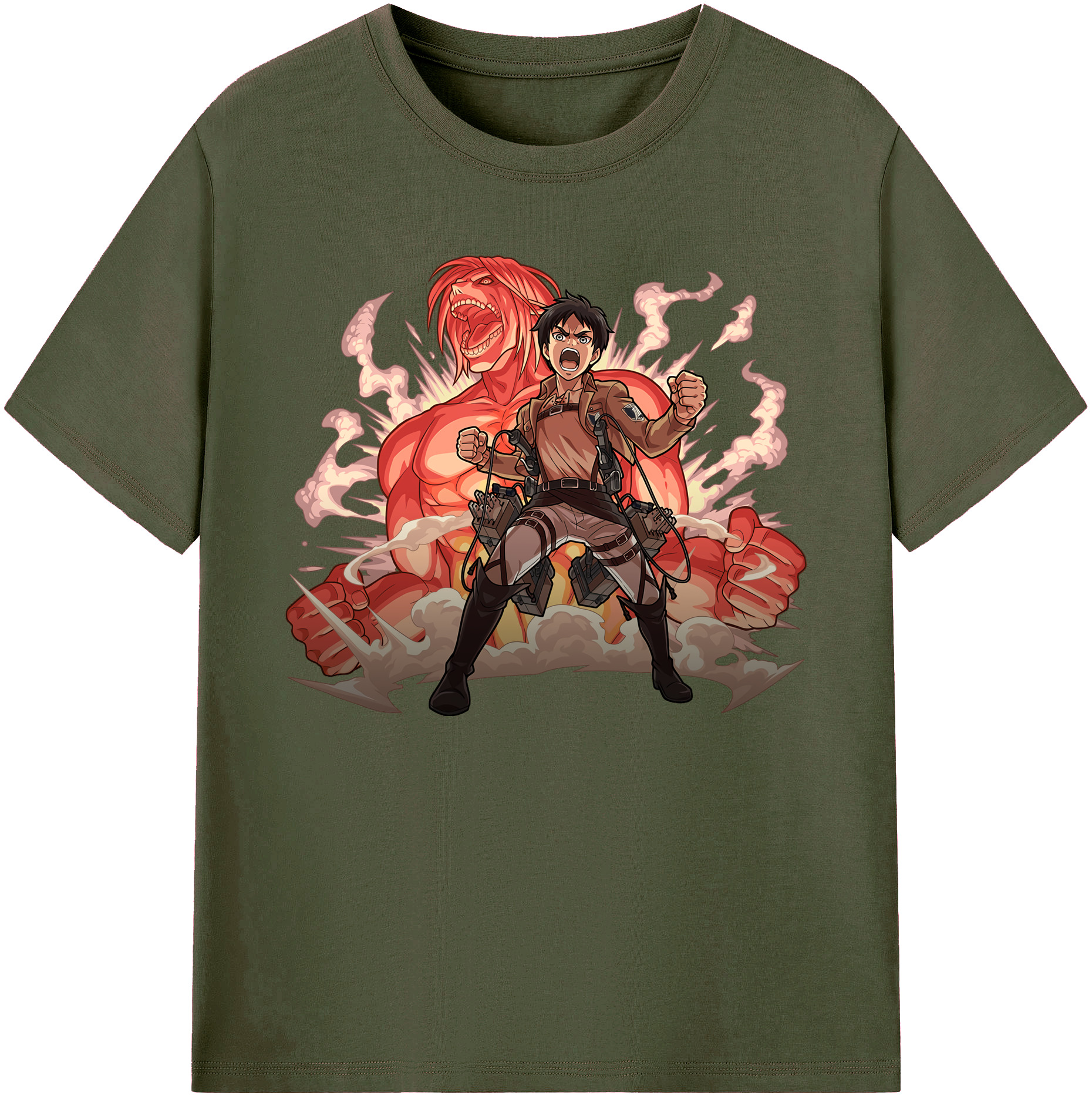 （画像用） 進撃の巨人 エレン･イェーガー Attack on Titan Eren Jäger 綿100％ メンズ半袖Tシャツ｜肌触りやわらか＆通気性